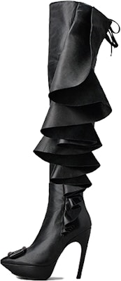 (Women) Roger Vivier Viv' Choc Rouches Pointed Toe Stiletto Zip Over-The-Knee Boots 'Black' RVW70537080SWZB999 Buy (Women) Roger Vivier Viv' Choc Rouches Pointed Toe Stiletto Zip Over-The-Knee Boots 'Black' RVW70537080SWZB999