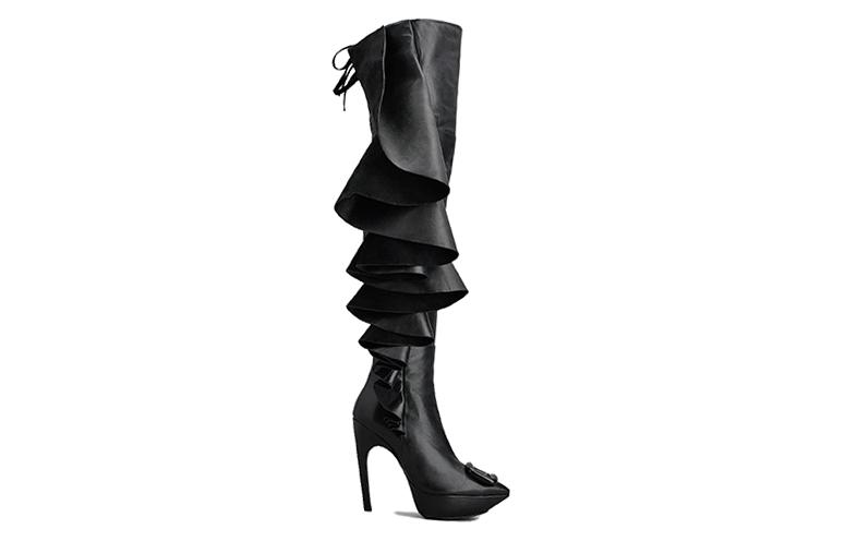 Order (W) Roger Vivier Viv'' Choc Overknee Laarzen met Puntige Hak Rits ''Zwart'' RVW70537080SWZB999