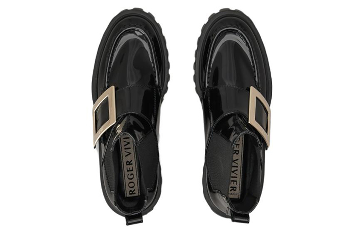 Lookbook (W) Roger Vivier Viv' Go-Thick 'Buckle Logam Kulit Chelsea Boot Hitam' RVW64634420MRKB999