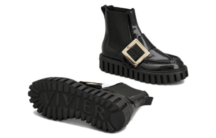 Details for (W) Roger Vivier Viv' Go-Thick 'Buckle Logam Kulit Chelsea Boot Hitam' RVW64634420MRKB999