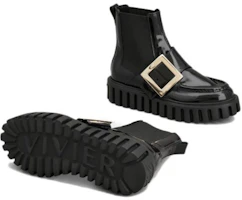 Details for (W) Roger Vivier Viv' Go-Thick 'Boots Hitam Kulit Patent Gesper Logam' RVW64634420MRKB999