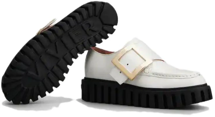 (W) 罗杰·维维亚 Viv' Go-Thick 金属扣白色漆皮乐福鞋 RVW64632110MRKB001 Purchase (W) 罗杰·维维亚 Viv' Go-Thick 金属扣白色漆皮乐福鞋 RVW64632110MRKB001