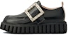 (W) Roger Vivier Viv' Go-Thick Loafers 'Kulit Hitam Patent dengan Gesper' RVW64632390MRKB999