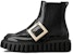 (W) Roger Vivier Viv' Go-Thick 'Buckle Logam Kulit Chelsea Boot Hitam' RVW64634420MRKB999