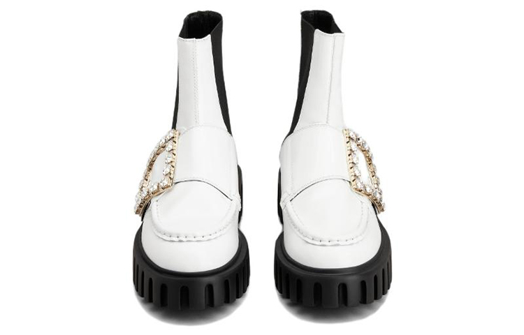 Shop (W) Roger Vivier Viv' Go-Thick Boot 'Gesper Metal Kulit Putih' RVW64634440MRKB001