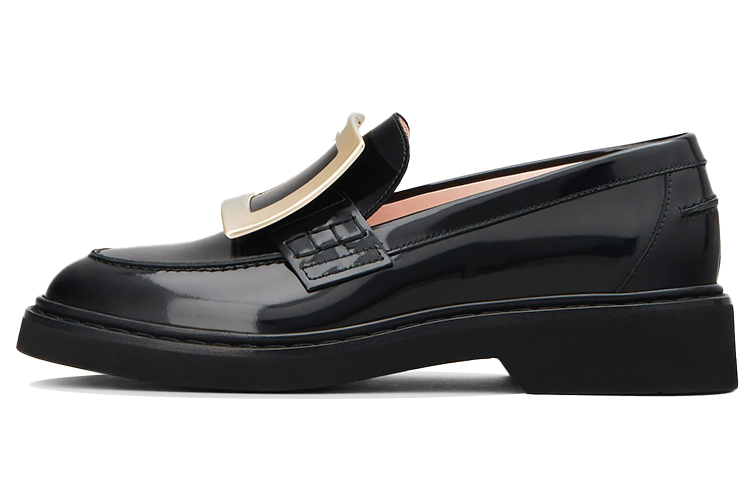 (Women) Roger Vivier Viv' Rangers 'Black Buckle Loafers' RVW54825190MRKB999