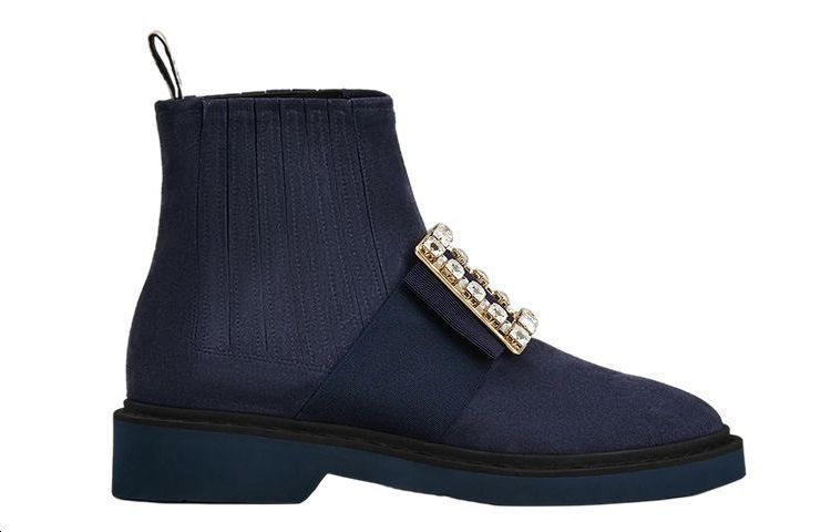 (W) Roger Vivier Viv' Rangers 'Blue Crystal Buckle Suede Chelsea' 圖 2