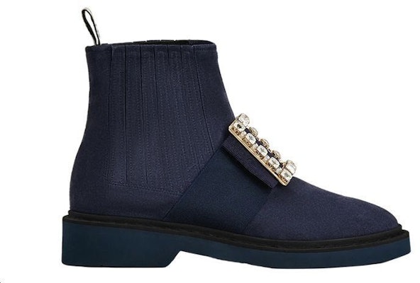 (W) Roger Vivier Viv' Rangers 'Hebilla de Cristal Azul Botines Chelsea de Ante' RVW54825210J9EU802 Order (W) Roger Vivier Viv' Rangers 'Hebilla de Cristal Azul Botines Chelsea de Ante' RVW54825210J9EU802
