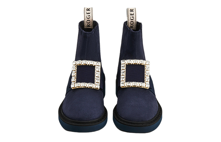 (W) Roger Vivier Viv' Rangers 'Blue Crystal Buckle Suede Chelsea' 圖 3