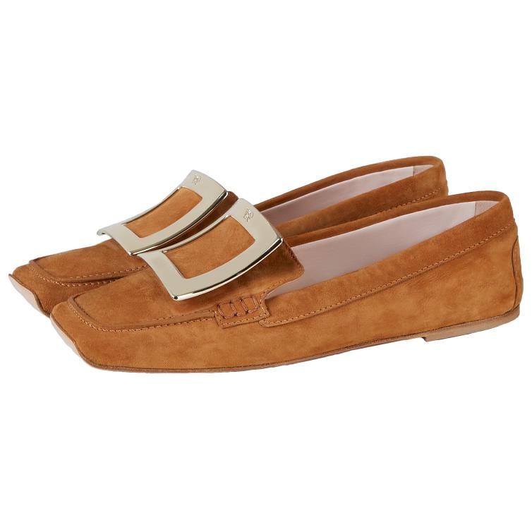 (W) Roger Vivier Viv' Rangers 'Brown Buckle Suede Loafers' 圖 3