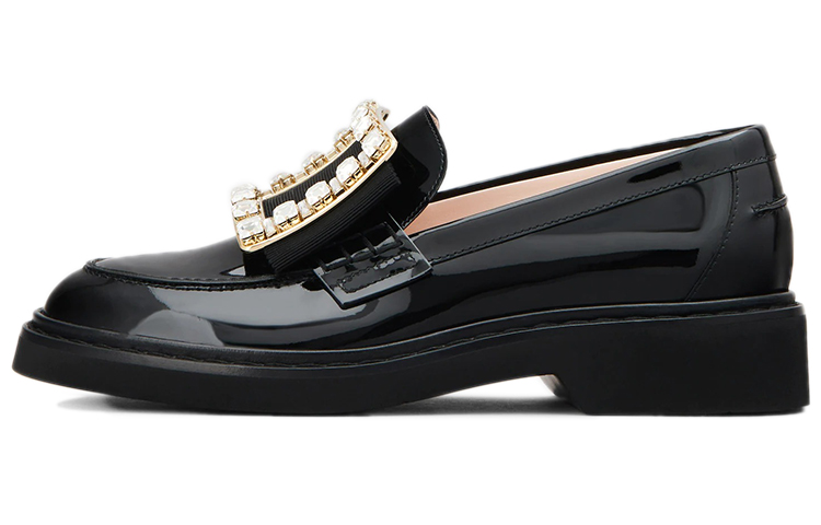 (Women) Roger Vivier Viv' Rangers 'Buckle Loafers Black' RVW54825880D1PB999