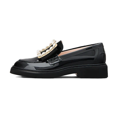 (W) Roger Vivier Viv' Rangers 'Buckle Loafers Black'