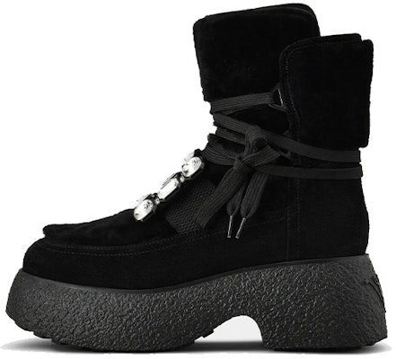 (Women) Roger Vivier Viv' Rangers 'Buckle Velvet Leather Platform Boots Black' RVW64232100QOTB999 Buy (Women) Roger Vivier Viv' Rangers 'Buckle Velvet Leather Platform Boots Black' RVW64232100QOTB999