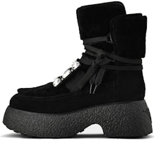 (Women) Roger Vivier Viv' Rangers 'Buckle Velvet Leather Platform Boots Black' RVW64232100QOTB999 (Women) Roger Vivier Viv' Rangers 'Buckle Velvet Leather Platform Boots Black' RVW64232100QOTB999
