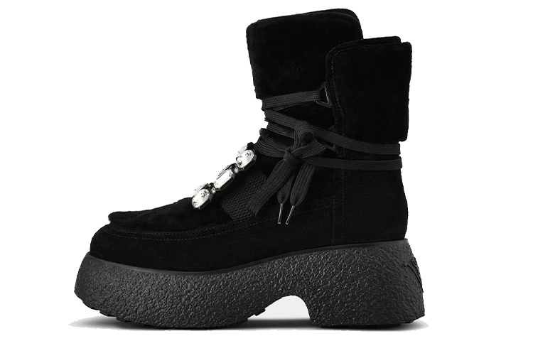 Buy (W) Roger Vivier Viv'' Rangers ''Buckle Velvet Leren Platformlaarzen Zwart'' RVW64232100QOTB999