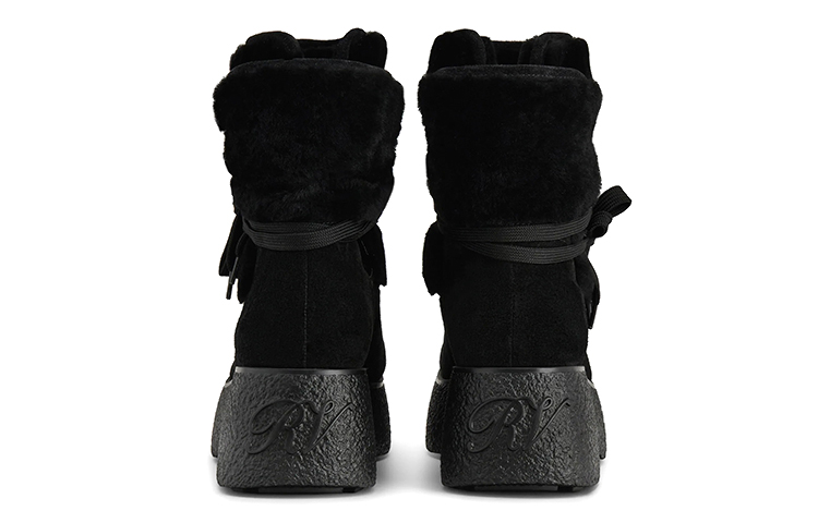 Shop (W) Roger Vivier Viv'' Rangers ''Buckle Velvet Leren Platformlaarzen Zwart'' RVW64232100QOTB999