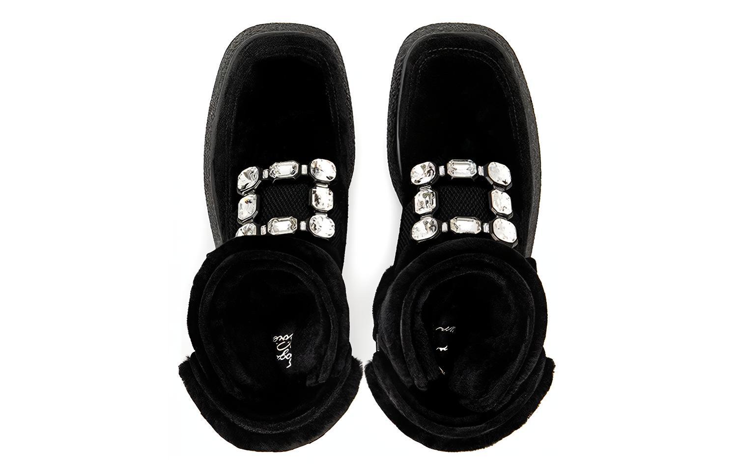 Purchase (W) Roger Vivier Viv'' Rangers ''Buckle Velvet Leren Platformlaarzen Zwart'' RVW64232100QOTB999