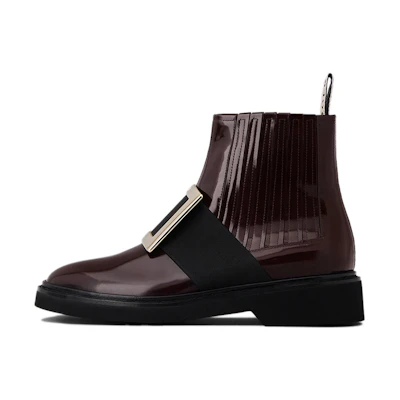 (W) Roger Vivier Viv' Rangers 'Burgundy Buckle Chelsea'
