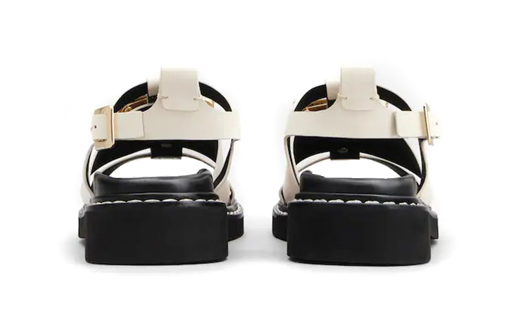 (W) Roger Vivier Viv' Rangers 'Crystal Buckle Beige Leather Sandals' 圖 4