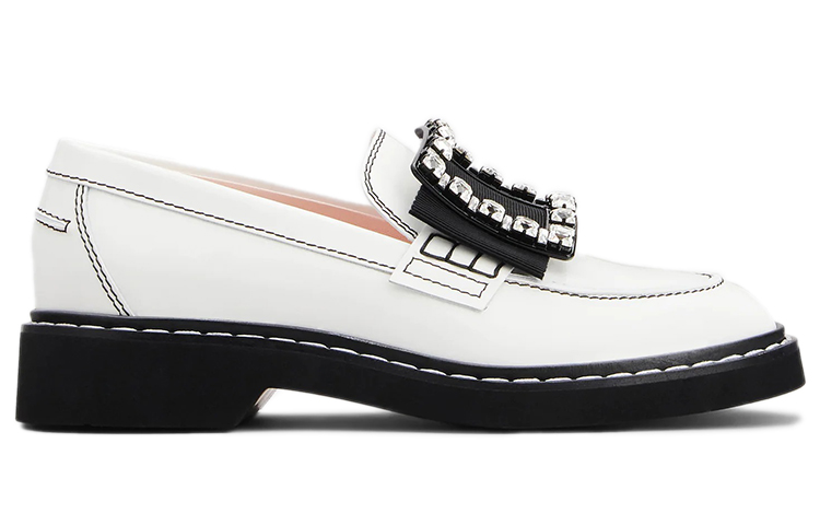 Order (W) Roger Vivier Viv' Rangers 'Kasut Lofa Kulit Putih Bersulam' RVW54830220MRKB001