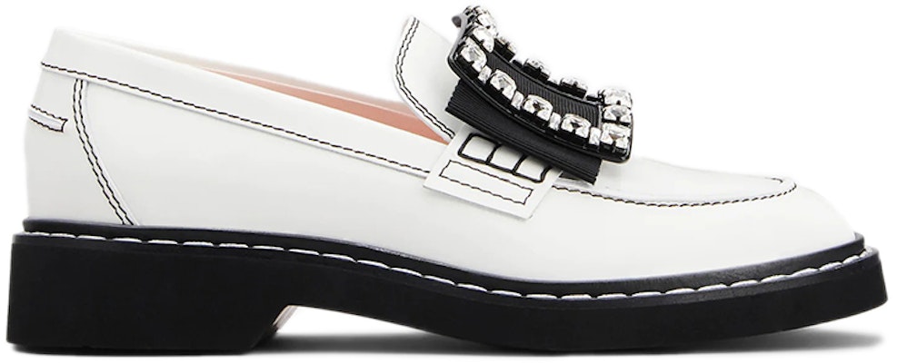 (W) Roger Vivier Viv' Rangers 'Kasut Lofa Kulit Putih Bersulam' RVW54830220MRKB001 Order (W) Roger Vivier Viv' Rangers 'Kasut Lofa Kulit Putih Bersulam' RVW54830220MRKB001