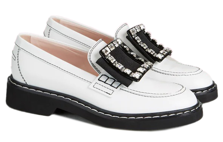 Lookbook (W) Roger Vivier Viv' Rangers 'Kasut Lofa Kulit Putih Bersulam' RVW54830220MRKB001