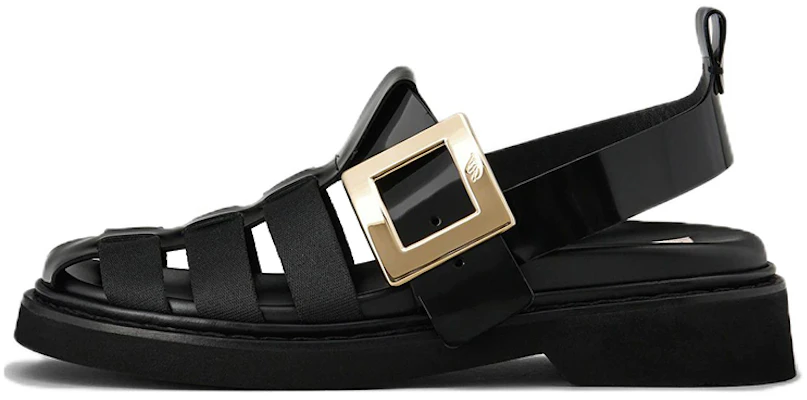 (W) Roger Vivier Viv' Rangers Sandalias Negras de Cuero con Hebilla Metalizada RVW64032850AU4B999 Buy (W) Roger Vivier Viv' Rangers Sandalias Negras de Cuero con Hebilla Metalizada RVW64032850AU4B999