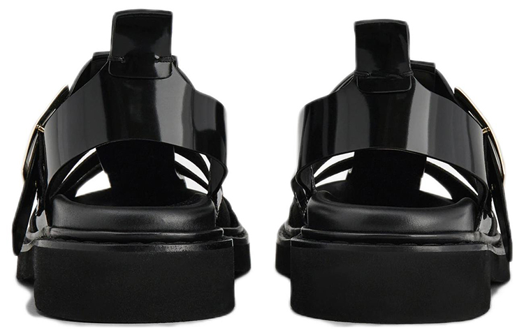 (W) Roger Vivier Viv' Rangers 'Metal Buckle Fisherman Leather Sandals Black' 圖 5