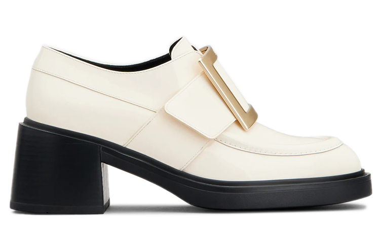 Order (W) Roger Vivier Viv' Rangers 'Metallic Buckle Patent Cream' - Krim Paten Gesper Metalik RVW59829340D1PC019