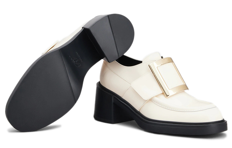 Details for (W) Roger Vivier Viv' Rangers 'Metallic Buckle Patent Cream' - Krim Paten Gesper Metalik RVW59829340D1PC019