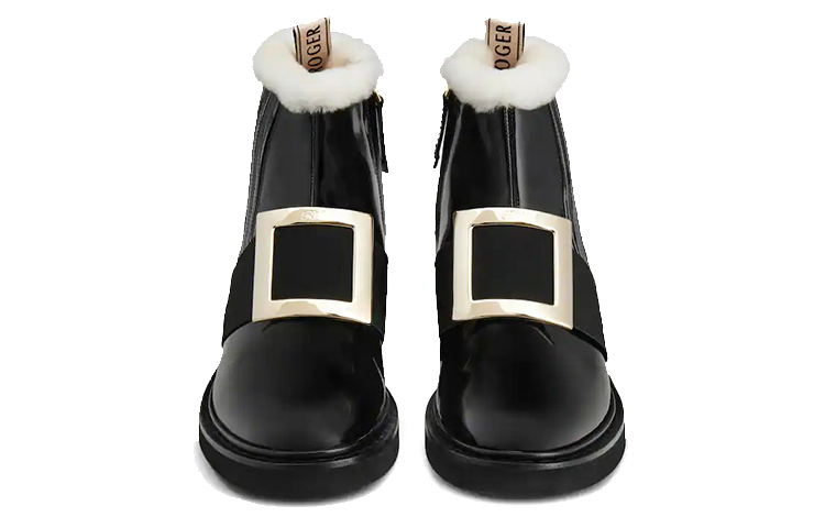 (W) Roger Vivier Viv' Rangers 'Patent Leather Metal Buckle Fur Black' 圖 2