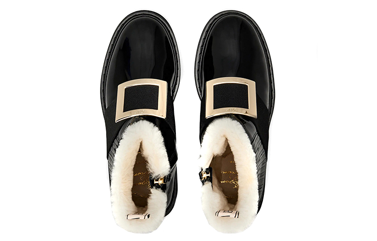 (W) Roger Vivier Viv' Rangers 'Patent Leather Metal Buckle Fur Black' 圖 3