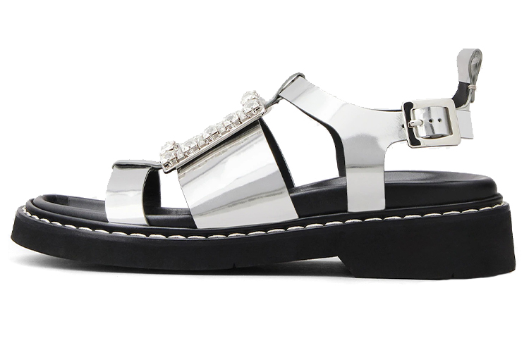(Women) Roger Vivier Viv' Rangers 'Silver Buckle Leather' RVW640314705ESB200