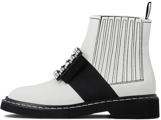 (W) Roger Vivier Viv'' Rangers ''Bestickte Leder-Stiefelette mit Nieten Weiß'' RVW54830210MRKB001 Buy (W) Roger Vivier Viv'' Rangers ''Bestickte Leder-Stiefelette mit Nieten Weiß'' RVW54830210MRKB001