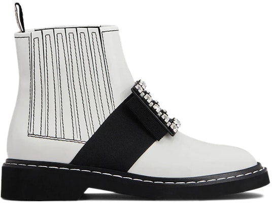 (W) Boot Kulit Roger Vivier Viv' Rangers 'Bordir Studded' Putih. RVW54830210MRKB001 Order (W) Boot Kulit Roger Vivier Viv' Rangers 'Bordir Studded' Putih. RVW54830210MRKB001