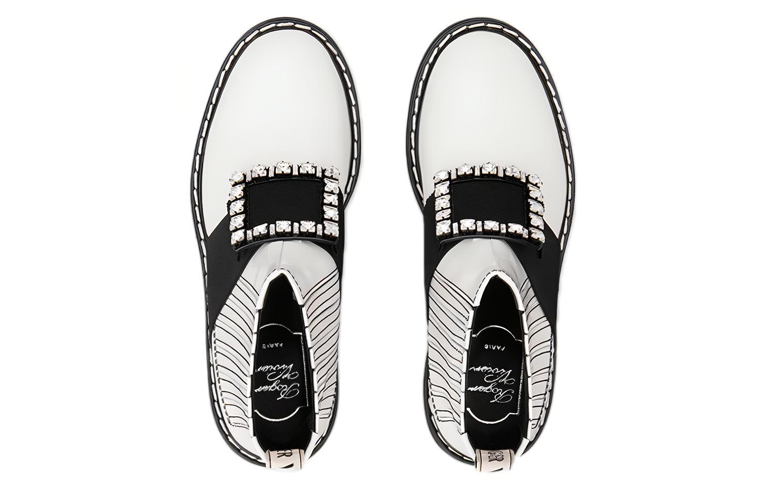 Lookbook (W) Roger Vivier Viv'' Rangers ''Bestickte Leder-Stiefelette mit Nieten Weiß'' RVW54830210MRKB001