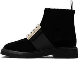 (Women) Roger Vivier Viv' Rangers Black 'Buckle Velvet Chelsea' RVW54825210CFEB999 (Women) Roger Vivier Viv' Rangers Black 'Buckle Velvet Chelsea' RVW54825210CFEB999