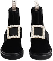 羅傑・維維亞 Viv' Rangers 鑽扣天鵝絨短靴 女款 黑色 Shop 羅傑・維維亞 Viv' Rangers 鑽扣天鵝絨短靴 女款 黑色