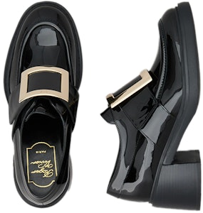 (W) Roger Vivier Viv' Rangers 金属扣时尚黑色高跟乐福鞋 RVW59829340D1PB999 Shop (W) Roger Vivier Viv' Rangers 金属扣时尚黑色高跟乐福鞋 RVW59829340D1PB999