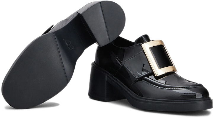 (W) Roger Vivier Viv' Rangers 金属扣时尚黑色高跟乐福鞋 RVW59829340D1PB999 Details for (W) Roger Vivier Viv' Rangers 金属扣时尚黑色高跟乐福鞋 RVW59829340D1PB999