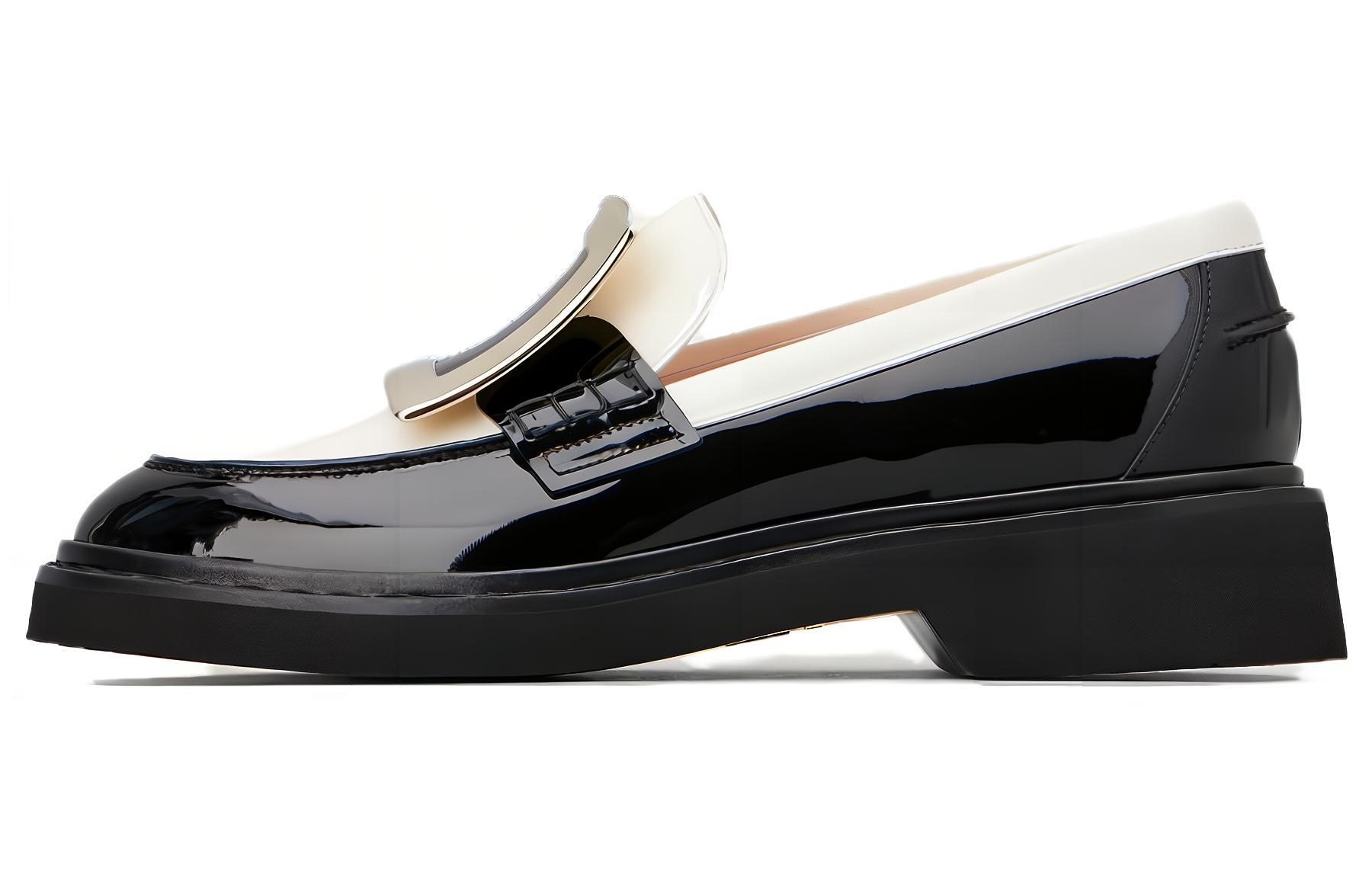 (Women) Roger Vivier Viv' Rangers Black White Loafers RVW54825190D1P0G45