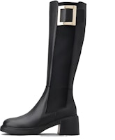 (Women) Roger Vivier Viv' Rangers Leather Round Toe High-Top Chelsea Boots 'Black' RVW59835920SOAB999 (Women) Roger Vivier Viv' Rangers Leather Round Toe High-Top Chelsea Boots 'Black' RVW59835920SOAB999