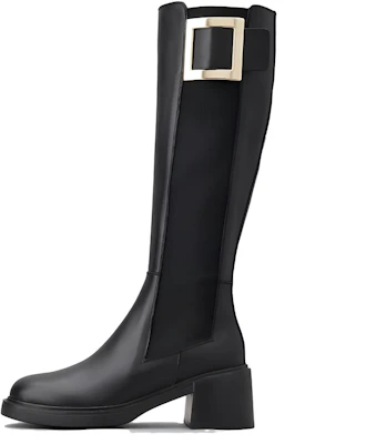 (W) Roger Vivier Viv'' Rangers Leren Hoge Chelsea Boots met Ronde Neus ''Zwart'' RVW59835920SOAB999 Buy (W) Roger Vivier Viv'' Rangers Leren Hoge Chelsea Boots met Ronde Neus ''Zwart'' RVW59835920SOAB999