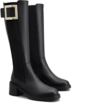 (W) Roger Vivier Viv'' Rangers Leren Hoge Chelsea Boots met Ronde Neus ''Zwart'' RVW59835920SOAB999 Order (W) Roger Vivier Viv'' Rangers Leren Hoge Chelsea Boots met Ronde Neus ''Zwart'' RVW59835920SOAB999