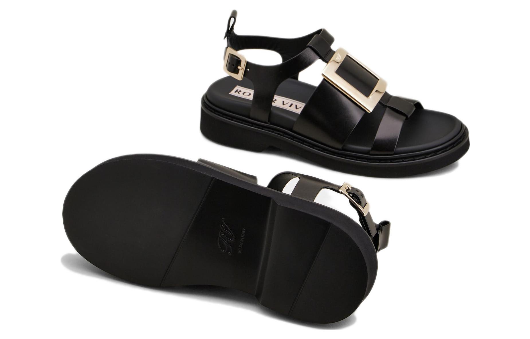 Shop (W) 로저 비비에 비브 레인저 가죽 샌들 '블랙 메탈 버클' RVW64031520BSSB999