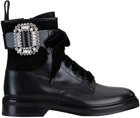 (W) Roger Vivier Viv' Rangers Strass 'Sepatu Bot Kulit Hitam Gesper' RVW49922980421B999 Order (W) Roger Vivier Viv' Rangers Strass 'Sepatu Bot Kulit Hitam Gesper' RVW49922980421B999