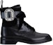 Order (W) Roger Vivier Viv' Rangers Strass 'Sepatu Bot Kulit Hitam Gesper' RVW49922980421B999