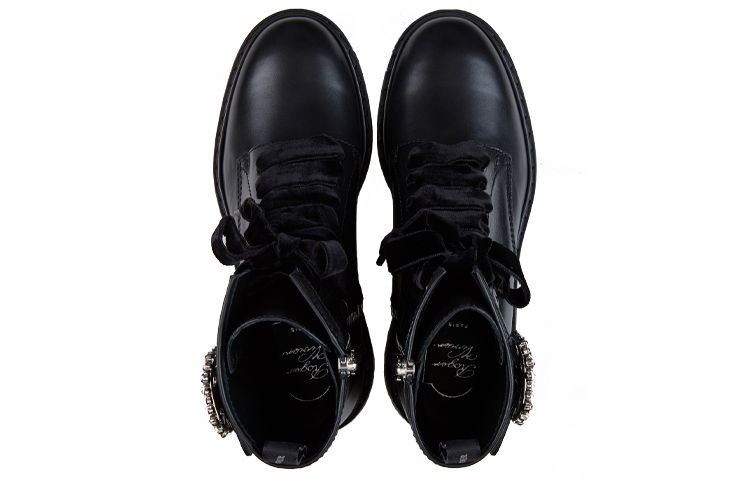 Shop (W) Roger Vivier Viv' Rangers Strass 'Sepatu Bot Kulit Hitam Gesper' RVW49922980421B999