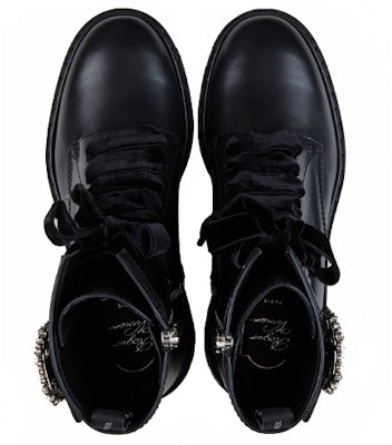 (W) Roger Vivier Viv' Rangers Strass 'Sepatu Bot Kulit Hitam Gesper' RVW49922980421B999 Shop (W) Roger Vivier Viv' Rangers Strass 'Sepatu Bot Kulit Hitam Gesper' RVW49922980421B999