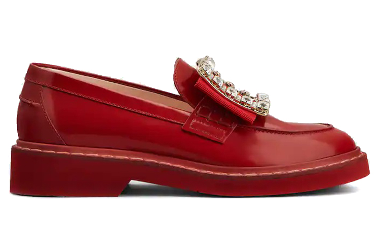 (W) Roger Vivier Viv' Rangers Strass 'Red Buckle Leather Loafers' 圖 2